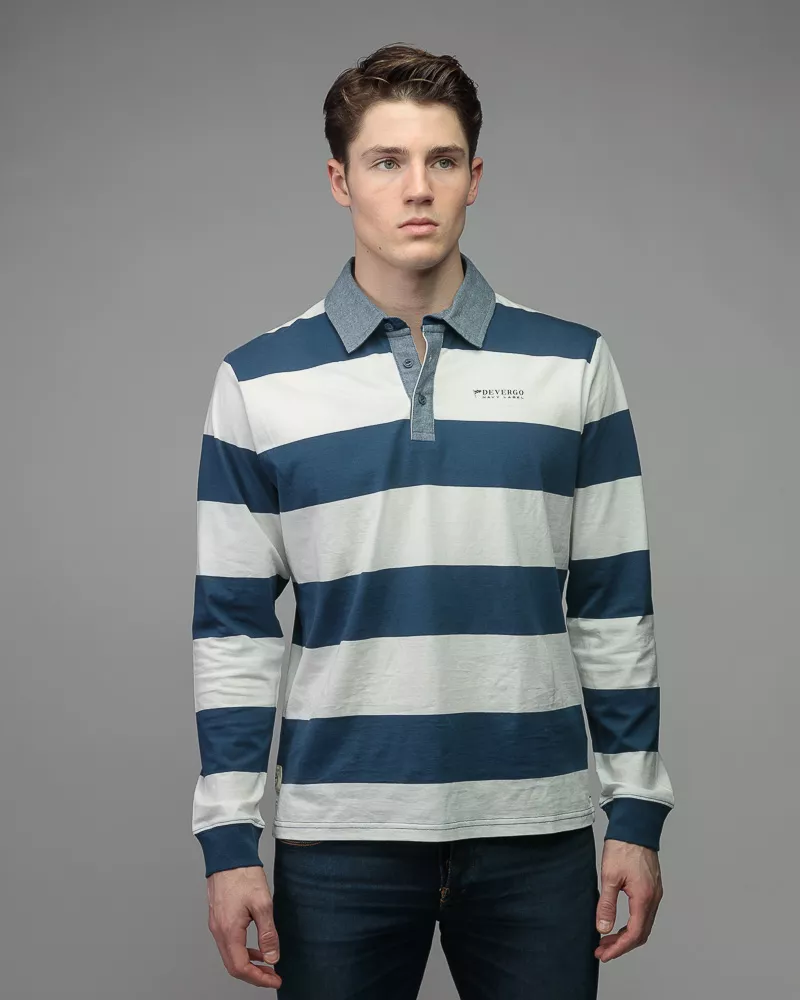 Devergo Ανδρική Polo Mπλούζα 4003 – Blue / White