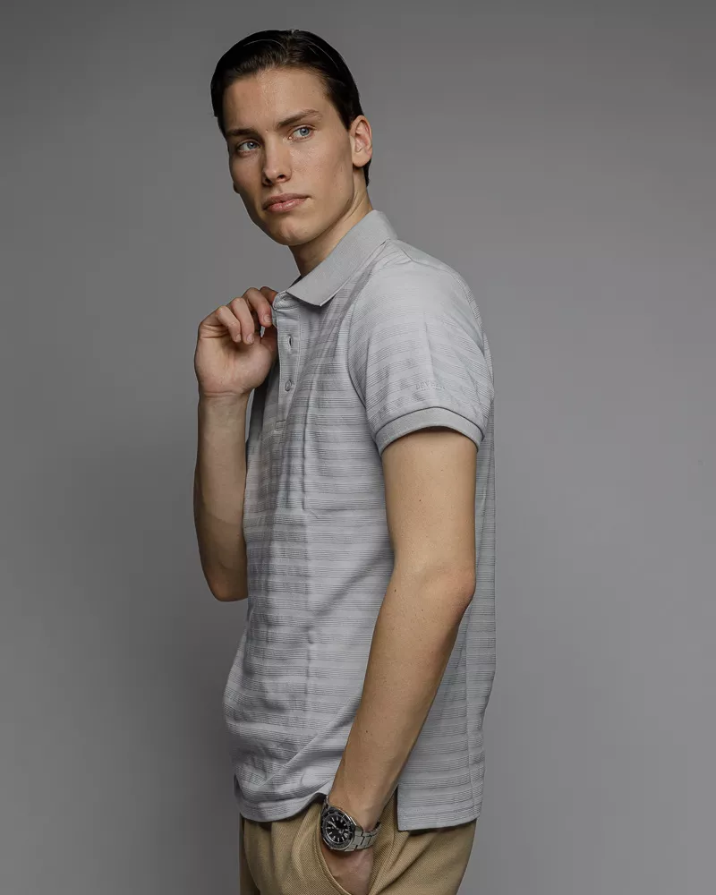 Devergo Ανδρικό Ριγέ Polo Shirt 4015 – Grey