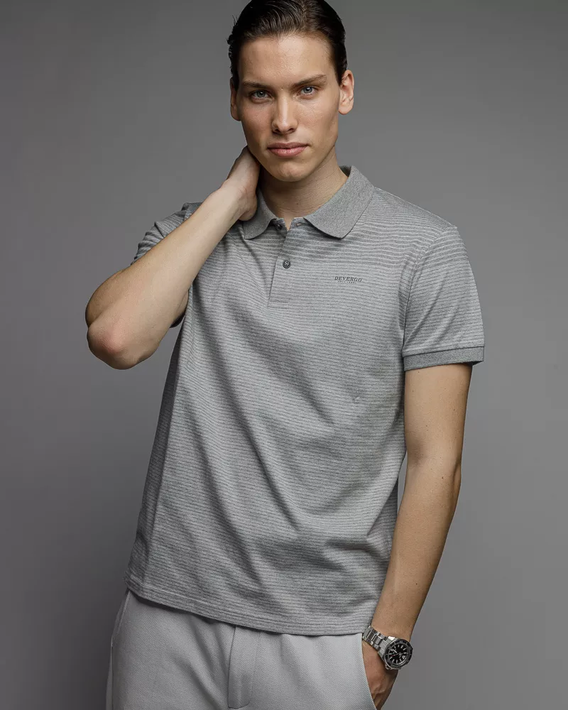 Devergo Ανδρικό Ριγέ Polo Shirt 4079 – Light Grey