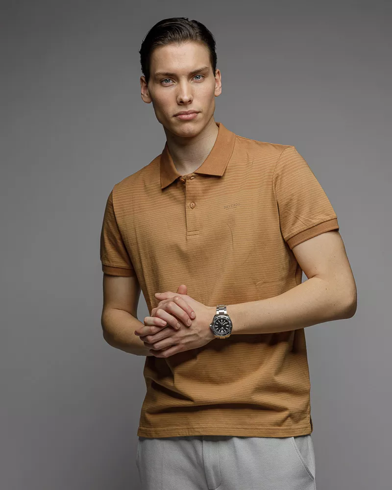 Devergo Ανδρικό Ριγέ Polo Shirt 4079 – Tan