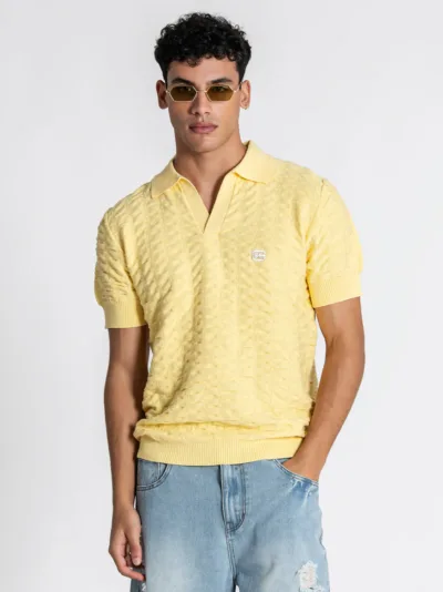 Gianni Kavanagh Ανδρικό GK Πλεκτό Polo Shirt – Yellow