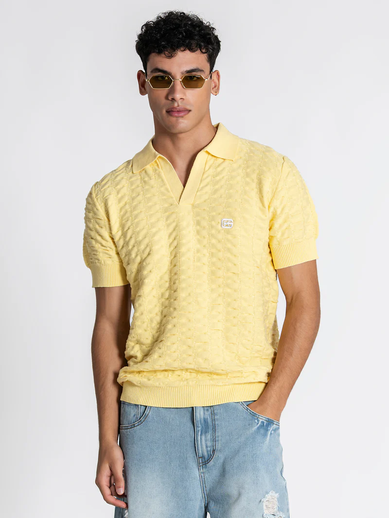 Gianni Kavanagh Ανδρικό GK Πλεκτό Polo Shirt – Yellow